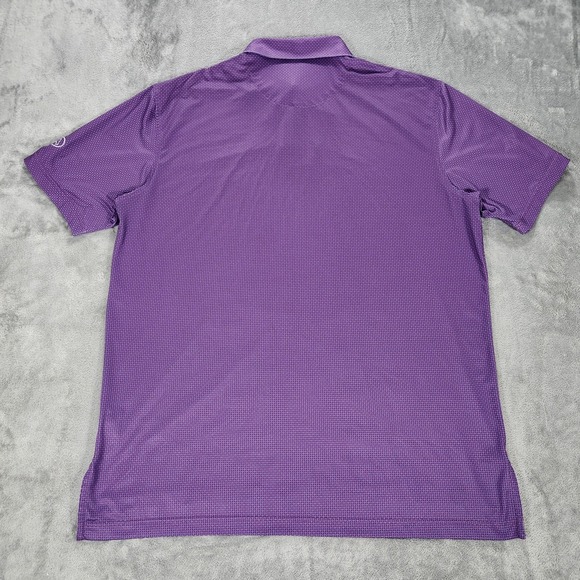 Peter Millar Polo Shirt Mens Large Purple Geo Print Summer Comfort Golf Stretch - Picture 3 of 12